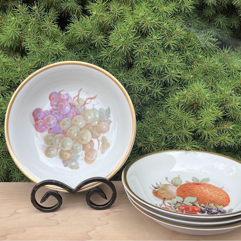 VTG PMR Bavarian Jaeger Co. Golden Crown E&R Orchard Plates Set of Four